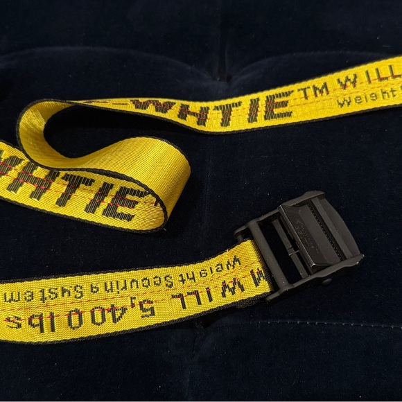 Off-White Yellow and Black Belt with Sturdy Fabric and Adjustable Buckle